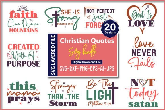 Christian Quotes SVG Bundle: Graphics & T-Shirt Designs