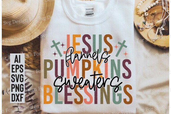 Jesus Pumpkins Blessings PNG: Fall Graphics & T-Shirt Designs