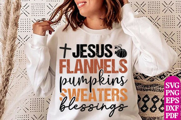 Jesus Pumpkins Blessings SVG: Fall Graphics & T-Shirt Designs