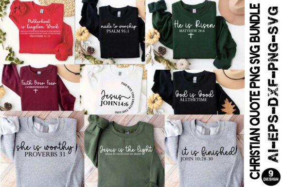 Minimal Christian Quote PNG Bundle: Graphics & T-Shirt Designs